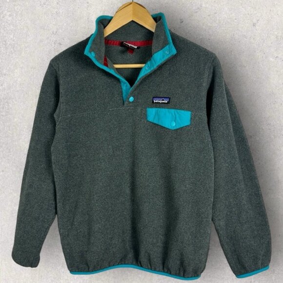 Patagonia Sweaters - Patagonia T-Snap Synchilla Fleece Grey Blue Size XS Womens Hiking Sweater Top